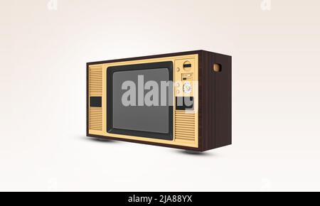 Retro alten Vintage-Fernseher. Altes Modell Farbfernseher. Klassischer Vintage-Fernseher im Retro-Stil mit ausgeschnittener Leinwand. Ein alter Fernseher mit einem monochromen Stockfoto