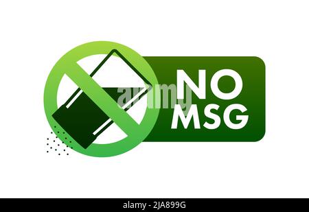 MSG-frei. Symbol für „Glutamat ohne Zusatz von Lebensmitteln“. Mononatriumglutamat. Vektorgrafik. Stock Vektor