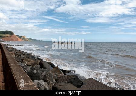 Sidmouth, Devon, Großbritannien - August 8 2018: Chit Rocks, Sidmouth, Devon, England, Großbritannien Stockfoto