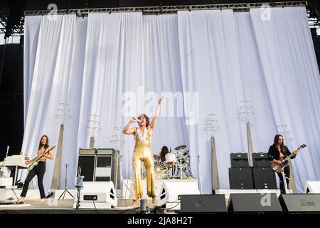 Napa, USA. 27.. Mai 2022. Greta Van Fleet - Sam Kiszka, Danny Wagner, Josh Kiszka, Jake Kiszka tritt während der BottleRock Napa Valley 2022 auf der Napa Valley Expo am 27. Mai 2022 in Napa, Kalifornien, auf. Foto: Chris Tuite/imageSPACE/Sipa USA Kredit: SIPA USA/Alamy Live News Stockfoto