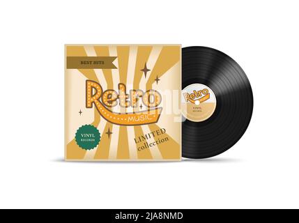 Vinyl-Schallplatten decken realistische Komposition mit Retro-Musik limitierte Auflage Überschrift auf dem Cover Vektor Illustration Stock Vektor