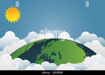 Schöner Sonnenuntergang mit einer Vielzahl von Wolken auf Welt Hintergrund.Vektor-Illustration Stock Vektor