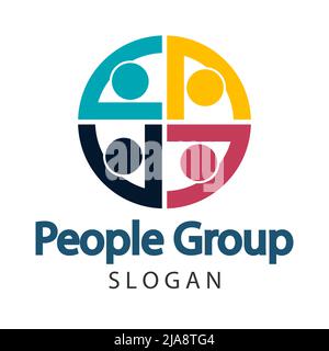 Gruppe vier Personen Logo Handshake in einem Kreis, Teamwork Icon.Vector Illustrator Stock Vektor