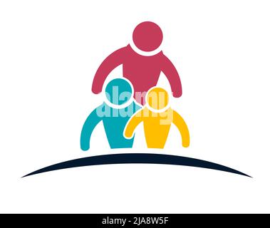 Teamarbeit Menschen treffen sich mit Gruppen abstrakter Personen, die Teamarbeit mit dem Logo versehen Stock Vektor