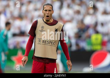 Saint Denis, Frankreich. 29.. Mai 2022. Virgil van Dijk aus Liverpool während des UEFA Champions League Finales zwischen dem FC Liverpool und dem FC Real Madrid am 28. Mai 2022 im Stade de France in Saint-Denis, Frankreich (Foto von Andrew SURMA/ Quelle: SIPA USA/Alamy Live News Stockfoto