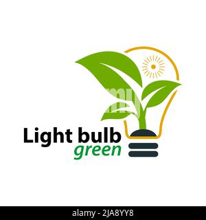 Ökologie Glühbirne grünes Logo Symbol Design templat auf weißem Hintergrund, Vektor-Illustration Stock Vektor