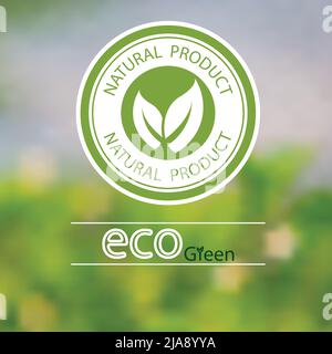 Verschwommenes Landschaftsdesign von grünem Naturprodukt Logo Ökologie grün Label.Beautiful grünen Kreis Muster.With zwei Blätter zusammen., Vektor illustrr Stock Vektor