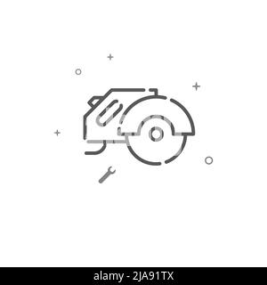 Handkreissäge Symbol für einfache Linie. Reparatur und Dekoration, Ausrüstung Symbol, Piktogramm, Schild isoliert auf weißem Hintergrund. Stockfoto