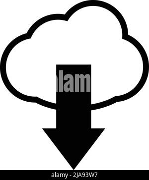 Download aus der Cloud. Pfeilsymbol und Vektor mit Wolkensymbole. Bearbeitbarer Vektor. Stock Vektor