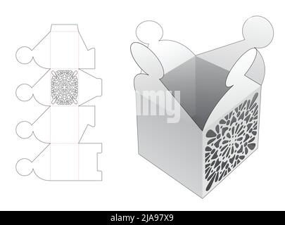 Verpackungskarton Stanzschablone und 3D Mockup Stock Vektor