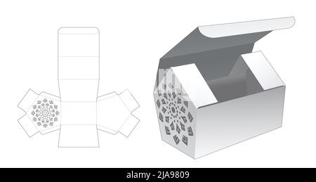 Verpackungskarton Stanzschablone und 3D Mockup Stock Vektor