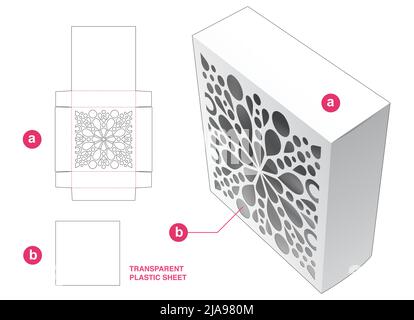 Verpackungskarton Stanzschablone und 3D Mockup Stock Vektor