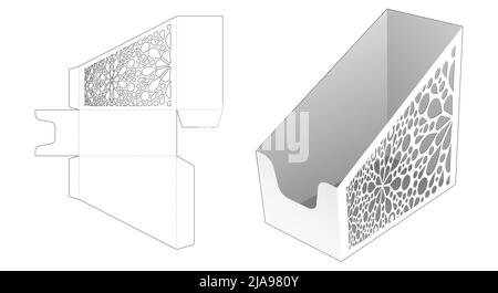 Verpackungskarton Stanzschablone und 3D Mockup Stock Vektor