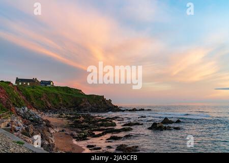 Sonnenuntergang am Outer Hope von South Milton Sands in Devon Stockfoto