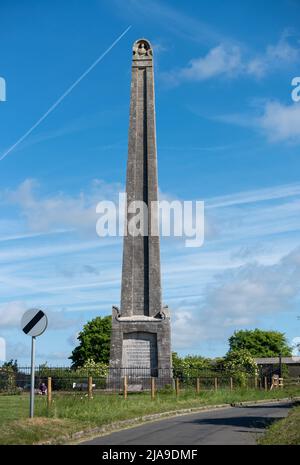 Nelson-Denkmal auf dem Portsdown-Hügel mit Blick auf Portsmouth in England. 19. Jahrhundert Denkmal für Horatio Nelson und seine berühmten Seeschlachten. Stockfoto