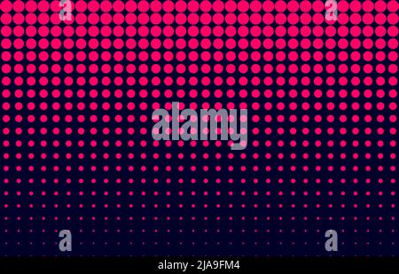 Rosafarbener Halbton auf dunkelblauem Hintergrund. Retro 80s Hintergrund. Abstraktes vertikales Halbtonverlaufsmuster. Pop Art Comics Hintergrund. Vektor Stock Vektor