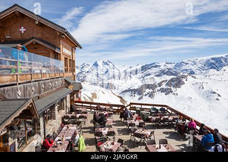 Sommet de Saulire, Meribel, drei Täler, Französische Alpen, Frankreich. Gipfel der Saulire. 2700m Stockfoto