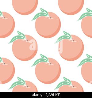 Farbige Pfirsiche auf weißem Hintergrund einfaches nahtloses Muster Stock Vektor