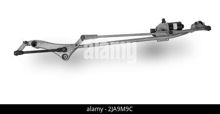 Wischmechanismus mit Elektromotor - mit einem Reduzierstück, das die Bürsten an ihren Platz zurückbringt, sowie die Hebel und die Bürsten selbst, operat Stockfoto