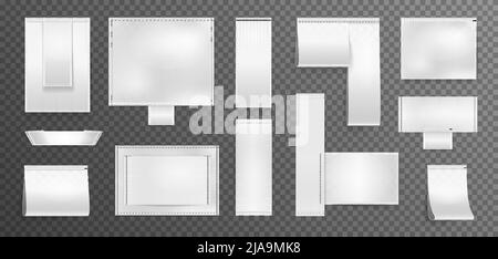 Wäscheetiketten leer realistisches Set mit Reinigungssymbolen isolierte Vektorgrafik Stock Vektor