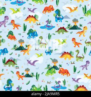 Niedliche und bunte Origami-Dinosaurier-Muster Stock Vektor