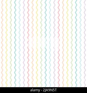 Pastellfarbene Tapete mit Zickzacklinien. Nahtloses Schirmmuster auf weißem Hintergrund. Vektordarstellung. Stock Vektor