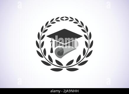 Abschlussfeier. Glückwünsche Absolventen entwerfen für Briefmarken, Logos, Karten und Einladungen. Stock Vektor