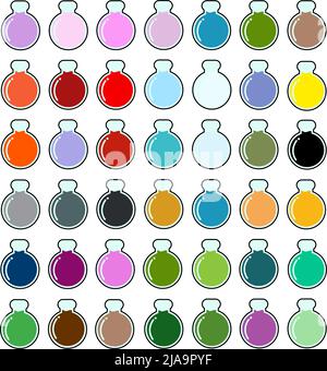 Potions set. Halloween icons. Vector fantasy and fairy tales objects set. Colorful icons Stock Vektor