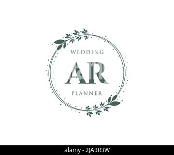 AR Initials Letter Hochzeit Monogram Logos Kollektion, handgezeichnete moderne minimalistische und florale Vorlagen für Einladungskarten, Save the Date, elegant Stock Vektor