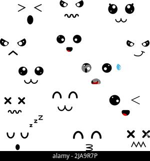 Niedliche Kawaii Emoticon Symbole gesetzt. Japanischer Anime-Stil Stock Vektor