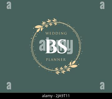 BS Initials Letter Hochzeit Monogram Logos Kollektion, handgezeichnete moderne minimalistische und florale Vorlagen für Einladungskarten, Save the Date, elegant Stock Vektor