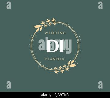 DI Initialen Brief Hochzeit Monogram Logos Kollektion, handgezeichnete moderne minimalistische und florale Vorlagen für Einladungskarten, Save the Date, elegant Stock Vektor