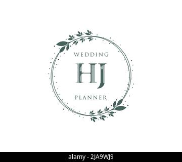 HJ Initials Letter Hochzeit Monogram Logos Kollektion, handgezeichnete moderne minimalistische und florale Vorlagen für Einladungskarten, Save the Date, elegant Stock Vektor