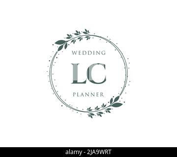 LC Initials Letter Hochzeit Monogram Logos Kollektion, handgezeichnete moderne minimalistische und florale Vorlagen für Einladungskarten, Save the Date, elegant Stock Vektor