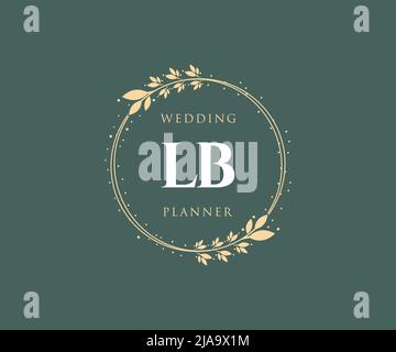 LB Initials Letter Hochzeit Monogram Logos Kollektion, handgezeichnete moderne minimalistische und florale Vorlagen für Einladungskarten, Save the Date, elegant Stock Vektor