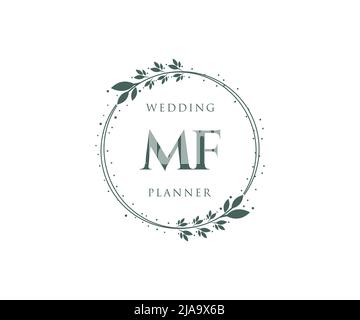 MF Initials Letter Hochzeit Monogram Logos Kollektion, handgezeichnete moderne minimalistische und florale Vorlagen für Einladungskarten, Save the Date, elegant Stock Vektor