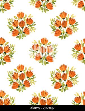 Nahtlos handbemalt Aquarell isoliert Amaranth Blumenstrauß Muster ähnlich wild Wiese Blumen Stockfoto