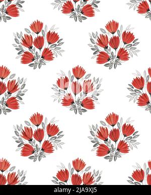 Nahtlos handbemalt Aquarell isoliert Amaranth Blumenstrauß Muster ähnlich wild Wiese Blumen Stockfoto