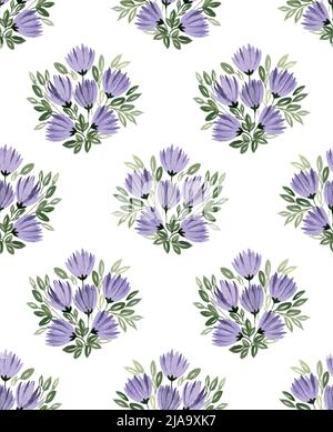 Nahtlos handbemalt Aquarell isoliert Amaranth Blumenstrauß Muster ähnlich wild Wiese Blumen Stockfoto