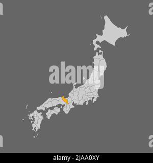 Die Präfektur von Kyoto wird auf der Karte Japans hervorgehoben Stock Vektor