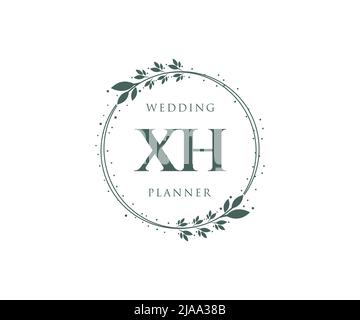 XH Initials Letter Hochzeit Monogram Logos Kollektion, handgezeichnete moderne minimalistische und florale Vorlagen für Einladungskarten, Save the Date, elegant Stock Vektor