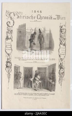 Mai 8. / auf dem Minoritenplatz. - Mai 13. / in der Studie des Innenministers' (Nr. 1 der Serie '1848 / Satirische Chronik von Wien', Minister Franz Freiherr von Pillersdorf). Franck, Auteur, Anton Zampis (1820-1883), Lithograph, Johann Höfelich (1796-1849), Drucker, Leopold Theodor Neumann (1804-1876), Verleger Stockfoto