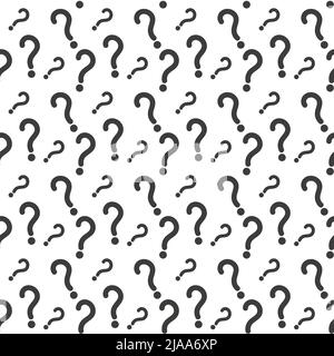 Fragezeichen nahtloses Muster . Vektor nahtloses Muster mit Fragezeichen. Monochromer Hipster-Hintergrund. Handgezeichnete zufällige schwarze Satzzeichen Stock Vektor