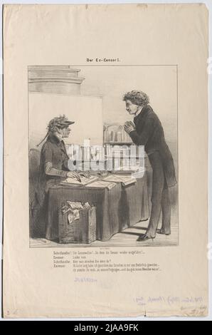 „Der Ex-Zensor I.“ (Karikatur zur Zensur). Anton Zampis (1820-1883), Lithograph, Johann Höfelich (1796-1849), Drucker Stockfoto