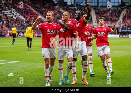 ALKMAAR - Jesper Karlsson von AZ Alkmaar feiert den 5-0 während des Finalspiels der niederländischen Eredivisie zwischen AZ Alkmaar und Vitesse im AFAS-Stadion am 29. Mai 2022 in Alkmaar, Niederlande. ANP ED DER POL Stockfoto