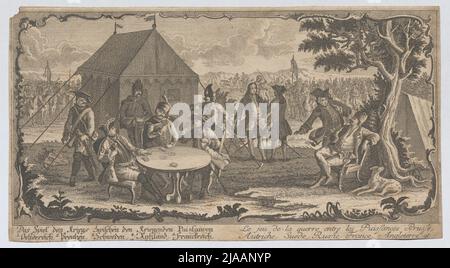 „Das Spiel des Krieges zwischen dem Krieg in Puisses“ (für den Siebenjährigen Krieg 1756-1763). Fragwürdig: Jeremias Gottlob Rugendas (1710-1772), Kupferstecher Stockfoto