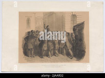 'Die Studenten vor der Ständehause in Wien, 13. März 1848.'. Franz Kollarz (Kolář) (1825-1894), Lithograph, Johann Rauh (1803-1863), Drucker, Leopold Theodor Neumann (1804-1876), Verleger Stockfoto