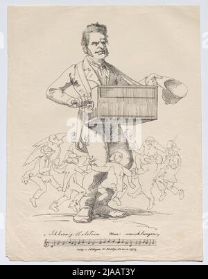 Friedrich Christoph Dahlmann, Abgeordneter der Frankfurter Nationalversammlung 1848, als Leisure-Sabotage (Karikatur zu Dahlmanns Haltung im Konflikt um Schleswig-Holstein). J. A. Wagner, Verlag Stockfoto