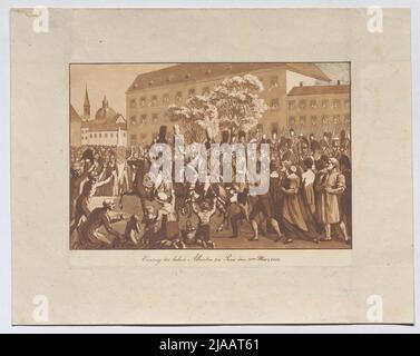 Ref.: 'Eintrag der Alliierten in Paris am 31. März 1814'. Erholung der alliierten Truppen in Paris am 31. März 1814 (Begrüßung der Vereinigten Generäle von den begeisterten Pariser). Unbekannt Stockfoto