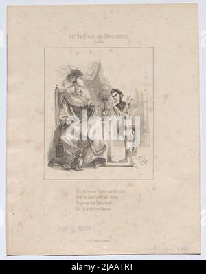 'Der Korridor / nach dem / Eisenhammer. / Ballade. / I. Ausgabe.' (Tafel 1: Karikatur über Erzherzog Johann und Heinrich von Gagern). Adam Ernst Schalck (1827-1865), Lithographie, Reinhold Baist, Verleger Stockfoto